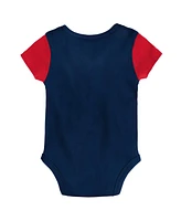 Newborn and Infant Boys Girls Navy, Red New England Patriots Little Champ Three-Piece Bodysuit Bib Booties Set