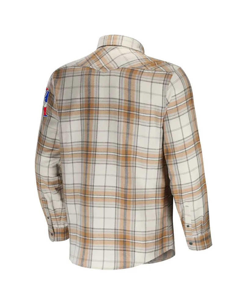 Men's Nfl x Darius Rucker Collection by Fanatics Tan New England Patriots Flannel Long Sleeve Button-Up Shirt