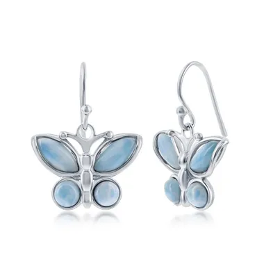Sterling Silver Larimar Butterfly Earrings
