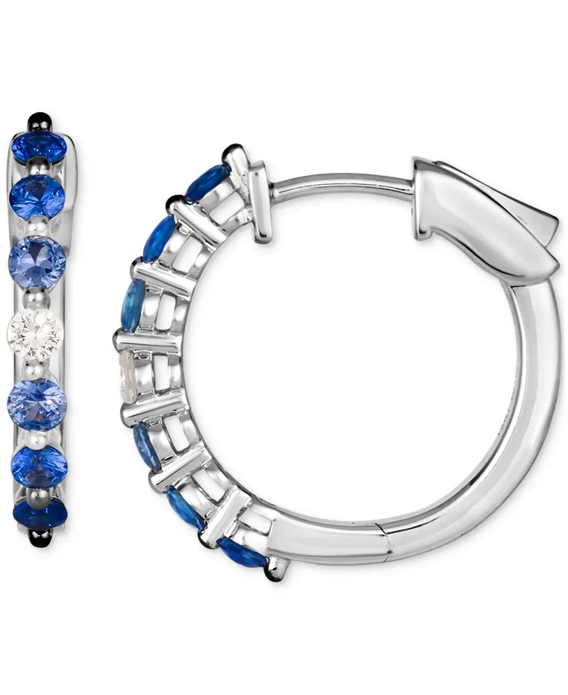 Le Vian Ombre Denim Ombre (3/4 ct. t.w.) & White Sapphire (1/8 ct. t.w.) Small Hoop Earrings in 14k White Gold, 0.7"