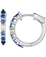 Le Vian Ombre Denim Ombre (3/4 ct. t.w.) & White Sapphire (1/8 ct. t.w.) Small Hoop Earrings in 14k White Gold, 0.7"