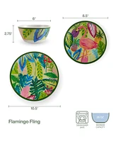 Fitz and Floyd Tropical Fun Melamine 12 Piece Dinnerware Set, Service for 4