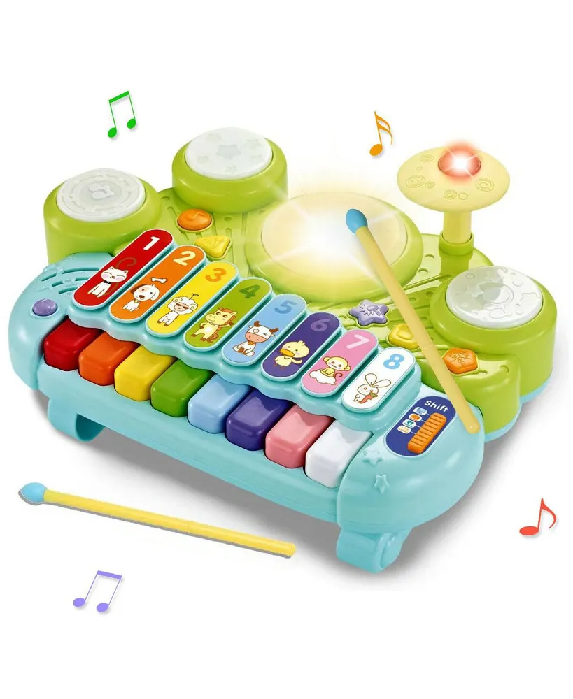 Costway 3 in 1 Musical Instruments Electronic Piano Xylophone Drum Set Learning Toys