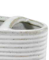 Avanti Drift Lines Textured Ribbed Ceramic Toothbrush Holder