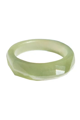 Dia — Structured green jade ring