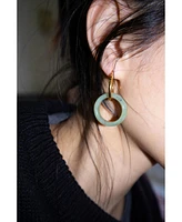 seree Amelie skinny — Green jade stone hoop earrings