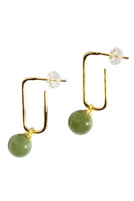 seree Pin — Green jade bead gold earrings