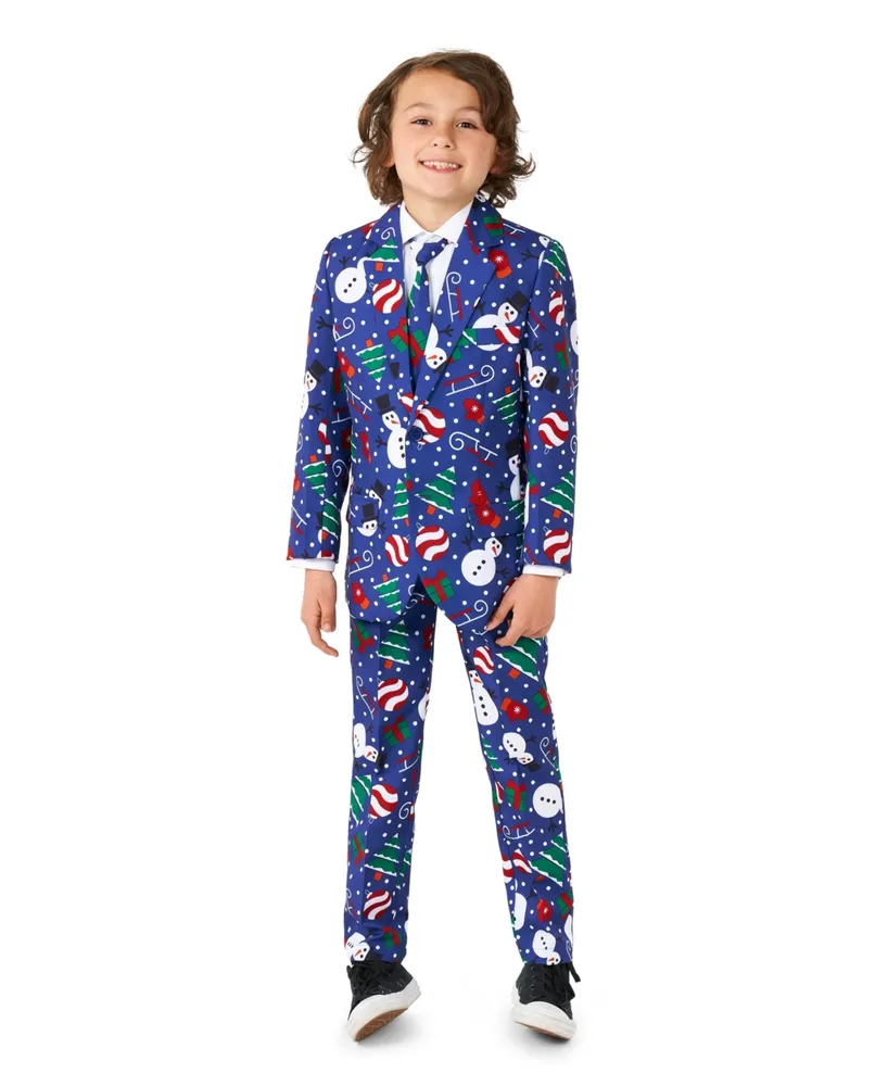 Suitmeister Big Boys Christmas Snowman Button Closure Suit Set