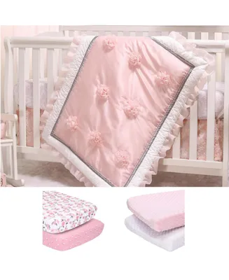 The Peanutshell Arianna 7 Piece Baby Nursery Crib Bedding Set, Quilt, Crib Sheets, Crib Skirt, and Changing Pad Cover