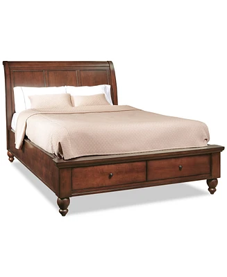 Closeout! Cambridge Brown Sleigh Storage Queen Bed