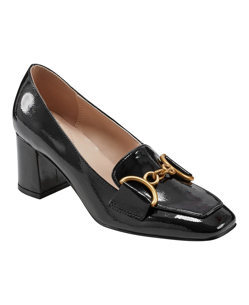 Bandolino Women's Lucien Square Toe Block Heel Loafer Pumps