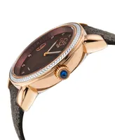 GV2 by Gevril Women's Ravenna Swiss Quartz Floral Brown Leather Watch 37mm