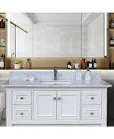 Simplie Fun 43 X 22 Bathroom Stone Vanity Top Carrara Jade Engineered Marble With Undermount Ceramic