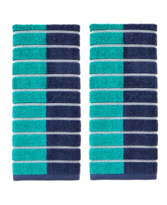 Skl Home Color Block Stripes Cotton 2 Piece Hand Towel Set, 26" x 16"