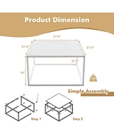 Costway Coffee Table Modern Rectangular Coffee Table Metal Frame