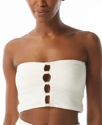 Carmen Marc Valvo Women's Textured Bandeau Bikini Crop Top