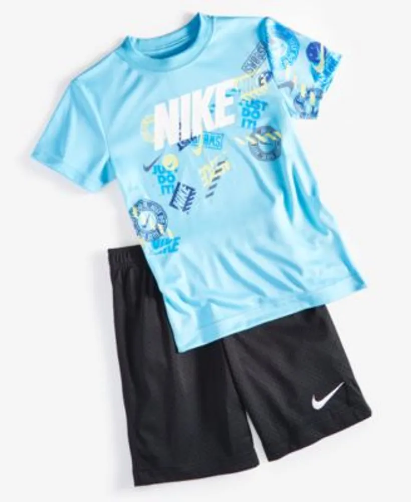 Nike Little Boys Block Stamp T Shirt Mesh Shorts