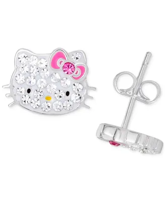 Giani Bernini Hello Kitty Crystal & Enamel Stud Earrings in Sterling Silver, Created for Macy's