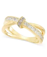 Charter Club Gold-Tone Pave & Square Cubic Zirconia Crisscross Accent Ring, Created for Macy's