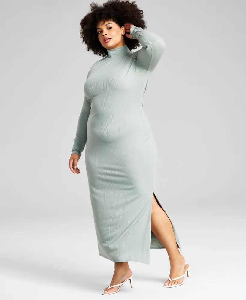 And Now This Plus Size Mock-Neck Crushed-Velvet Dress - Macy's