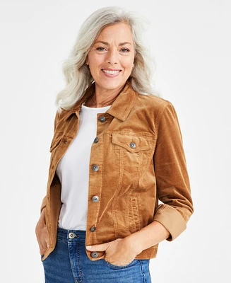 Style & Co Women's Corduroy Classic Long-Sleeve Jacket, Created for Macy's