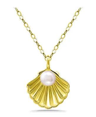 Giani Bernini Cultured Freshwater Pearl (5mm) Shell Pendant Necklace, 16" + 2" extender, Created for Macy's