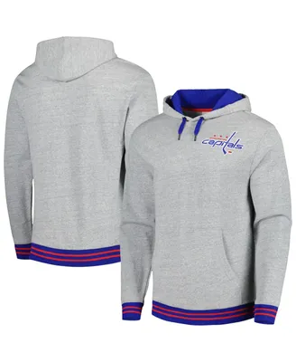 Men's Mitchell & Ness Heather Gray Washington Capitals Classic French Terry Pullover Hoodie