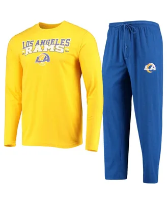Men's Concepts Sport Royal, Gold Los Angeles Rams Meter Long Sleeve T-shirt and Pants Sleep Set