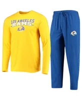 Men's Concepts Sport Royal, Gold Los Angeles Rams Meter Long Sleeve T-shirt and Pants Sleep Set