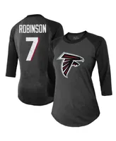 Women's Majestic Threads Bijan Robinson Black Atlanta Falcons 3/4 Sleeve Raglan Tri-Blend Player Name and Number T-shirt