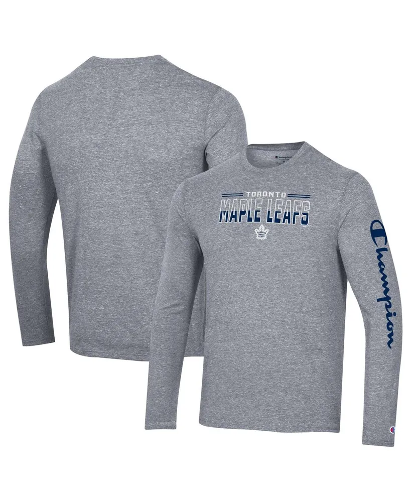 Men's Champion Heather Gray Toronto Maple Leafs Tri-Blend Long Sleeve  T-Shirt