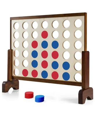 Costway Giant 4 In A Row Game Wood Board Connect Game Toy For Adults Kids w/Carrying bag