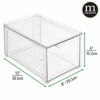 mDesign Stackable Kitchen Storage Bin Box with Pull-Out Drawer