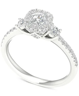Diamond Halo Engagement Ring (1 ct. t.w.) in 14k White Gold