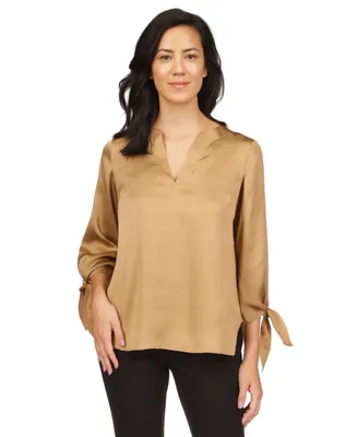 Michael Michael Kors Women's Satin Tie Top, Regular & Petite