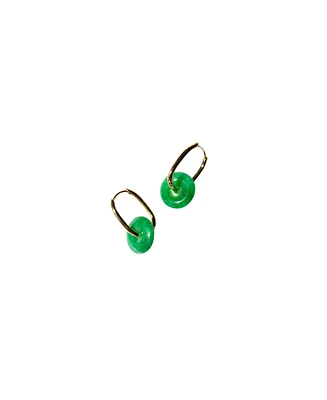 seree Willow - Green jade stone hoop earrings