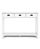 Costway 47'' Console Table Hall Table Side Desk Accent Table Drawers Shelf Entryway