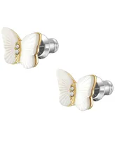 Fossil White Mother of Pearl Radiant Wings Stud Butterfly Earrings