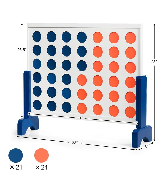 Hathaway Quattro 4 in A Row Board Game with Solid Pinewood Frame