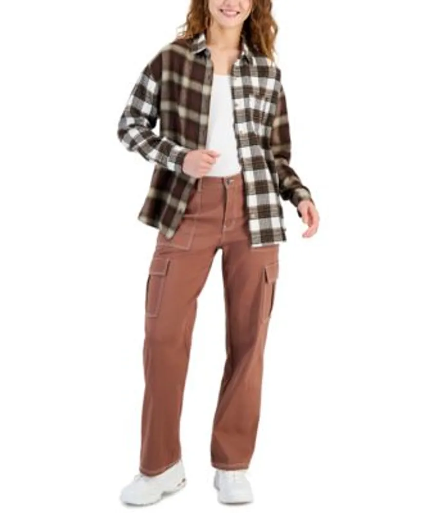 Just Polly Juniors Plaid Shirt Ultra Flirt Cargo Pants