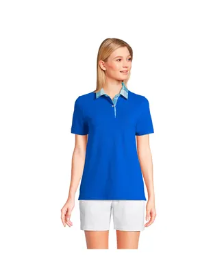 Lands' End Women's Mesh Cotton Short Sleeve Polo Shirt