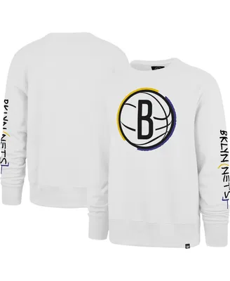 Men's '47 Brand White Brooklyn Nets 2022/23 City Edition Two-Peat Headline Pullover Sweatshirt