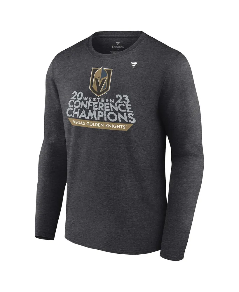 Men's Fanatics Heather Charcoal Vegas Golden Knights 2023 Western Conference Champions Locker Room Long Sleeve T-shirt