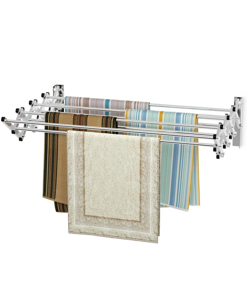 Stainless Wall Mounted Expandable Clothes Drying Towel Rack Laundry Hanger Room