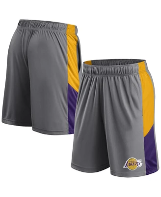 Men's Fanatics Gray Los Angeles Lakers Practice Performance Shorts