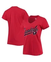 Women's '47 Brand Red Washington Capitals Script Sweep Ultra Rival V-Neck T-shirt