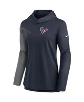 Women's Nike Navy, Heathered Charcoal Houston Texans Chevron Hoodie Performance Long Sleeve T-shirt