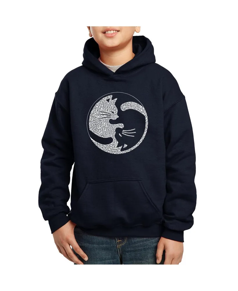 Big Boy's Word Art Hooded Sweatshirt - Yin Yang Cat