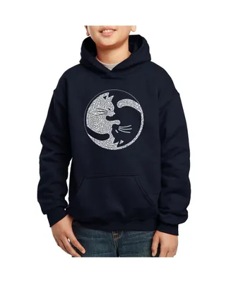 Big Boy's Word Art Hooded Sweatshirt - Yin Yang Cat