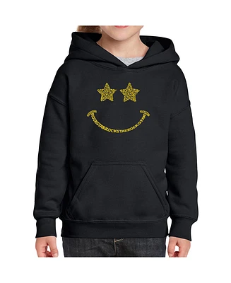 Big Girl's Word Art Hooded Sweatshirt - Rockstar Smiley